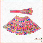Blended Thread Kundan Work Red Lehnga Patka